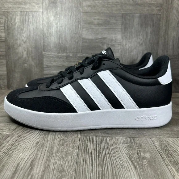 Adidas Barreda Men Size 9 Black White Suede Casual Tennis Sneakers NEW JI2307 - Picture 2 of 9